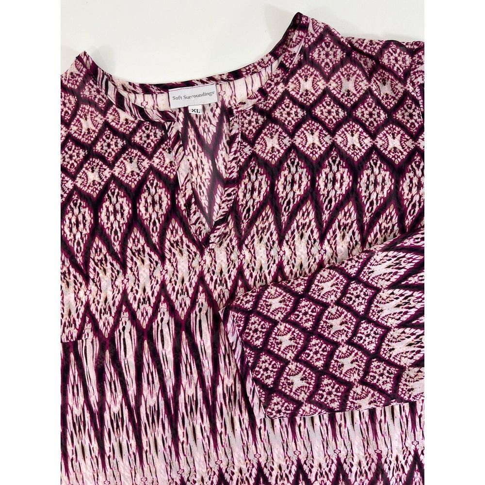 Soft‎ Surroundings Top Womens XL Sheer Boho Pink Casual Layer Lightweight